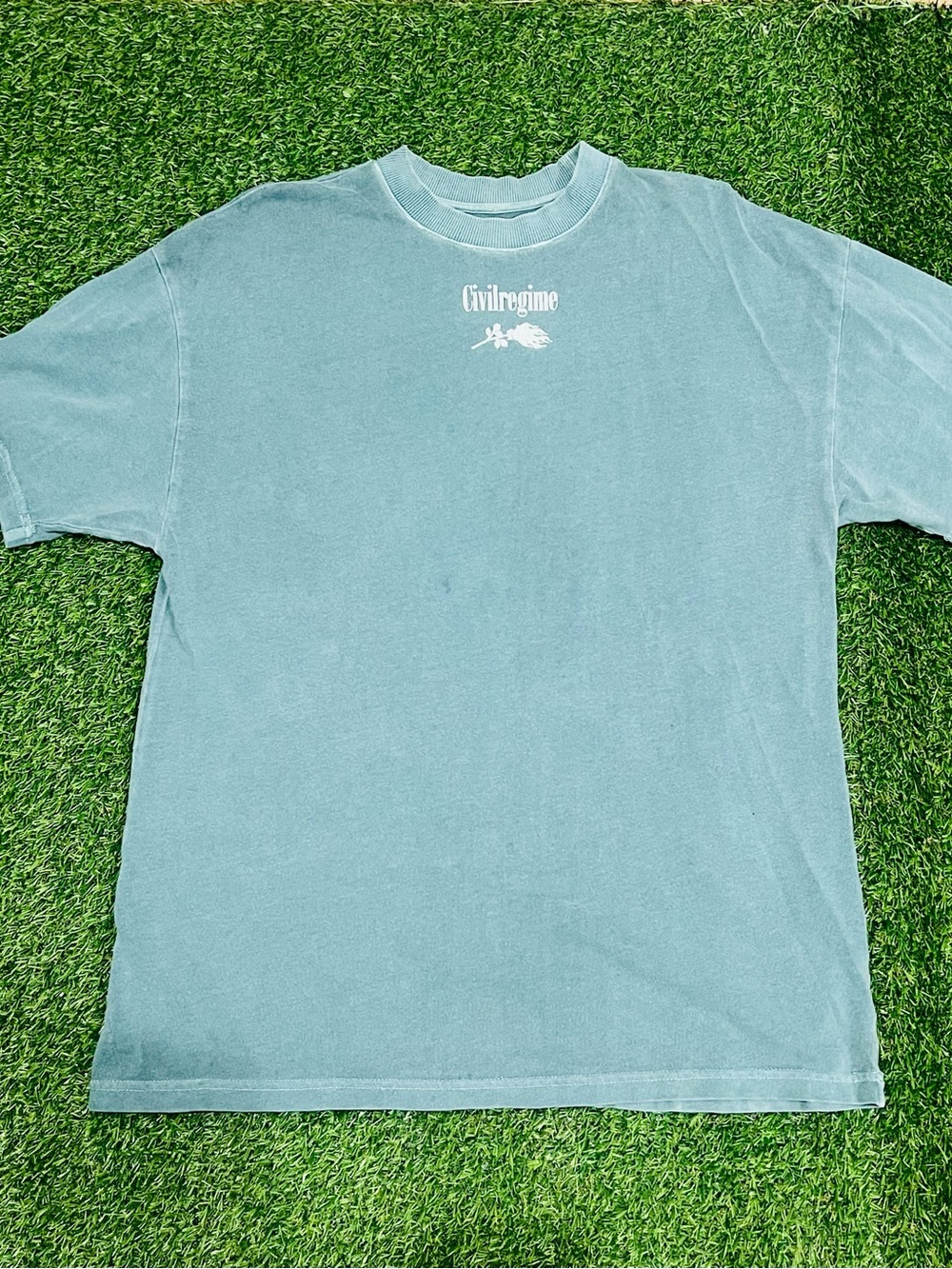 Civil Regime “Roses From Concrete” Graphic Tee Vintage Wash Blue Size S 💎